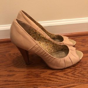 Seychelles Open Toe Nude Heels, Size 10
